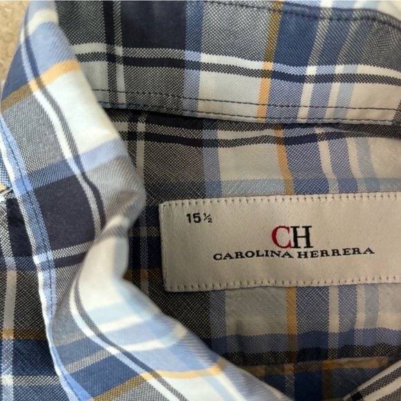 Original and amazing Carolina Herrera blue, yellow and white shirt. Size M. - Picture 4 of 4